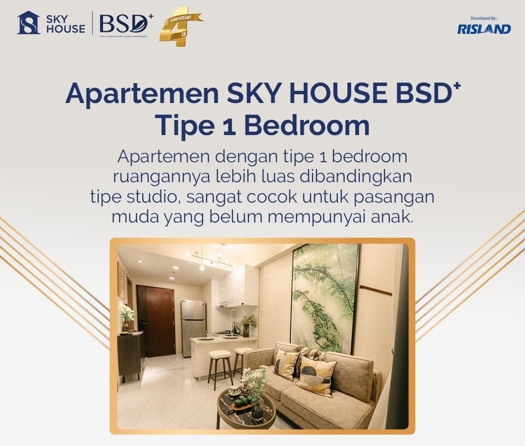 Apartemen SKY HOUSE BSD+ Tipe 1 Bedroom