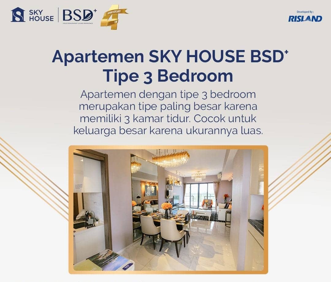 Apartemen SKY HOUSE BSD+ Tipe 3 Bedroom